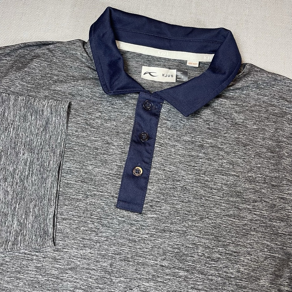 KJUS Performance Polo Shirt Mens 48/S Gray UPF 50+ Breathable Stretch-EUC